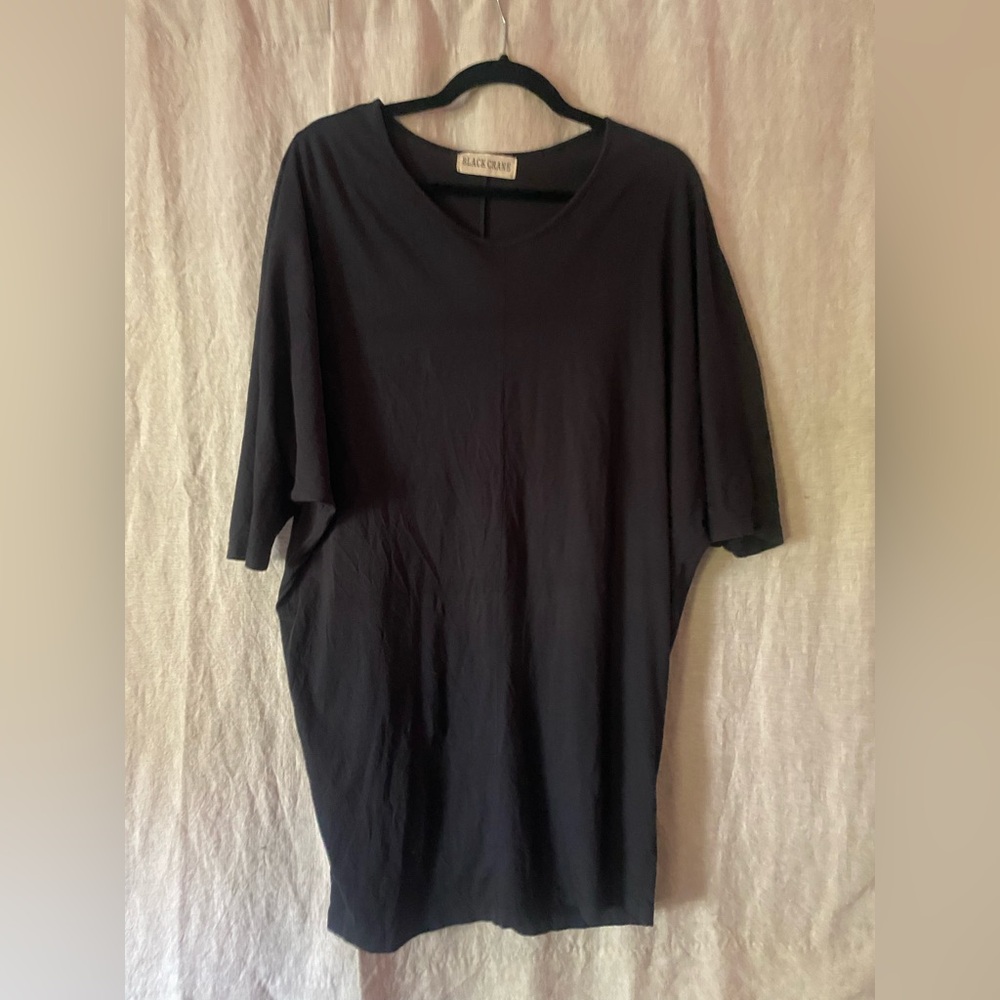 Black Crane Black Cotton Jersey T-Shirt Dress